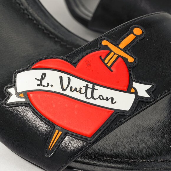 Louis Vuitton Black Leather LV Patch Sandals - Picture 6 of 10